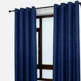 CORTINA DE CAMBRAIA LISA AZUL COM ESTRELAS 140*260cm - BOD HOME