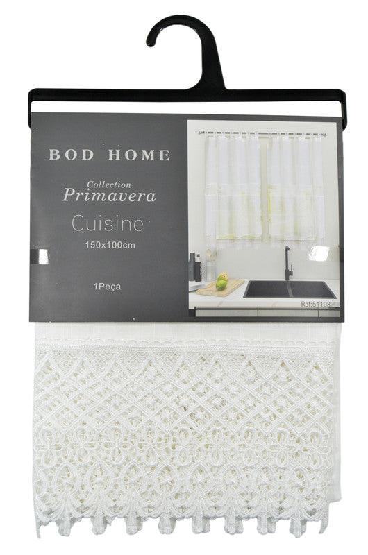Cortina de cozinha com acabamento vaziado branco - BOD HOME