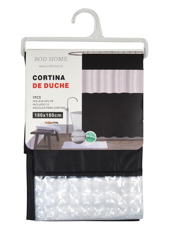 Cortina De Duche Em Patchwork Preto 180*180cm - BOD HOME