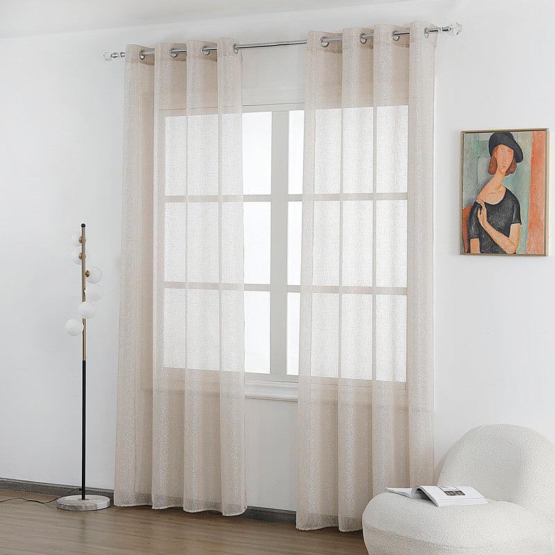 Cortina de linho com fios de prata entrelaçados 140*260cm - BOD HOME