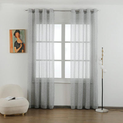 Cortina de linho com fios de prata entrelaçados 140*260cm - BOD HOME