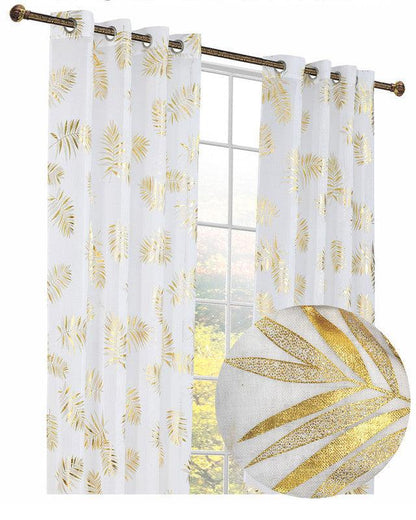 Cortina estampada com dourados de folhas 140*260cm - BOD HOME