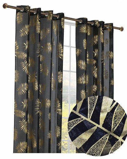 Cortina estampada com dourados de folhas 140*260cm - BOD HOME