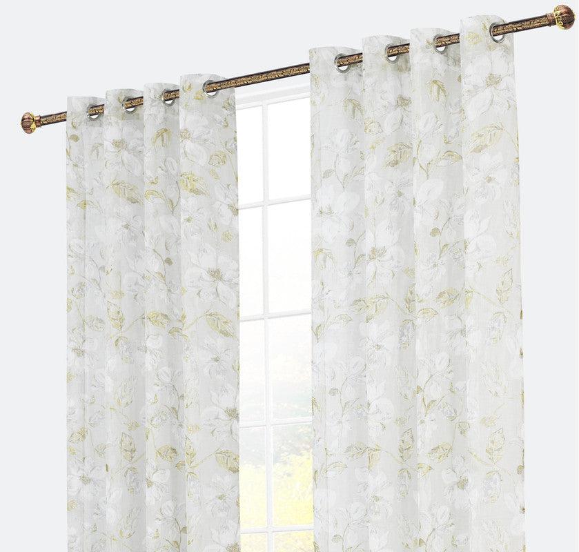 Cortina leve com estampa floral em linho 140*260cm - BOD HOME