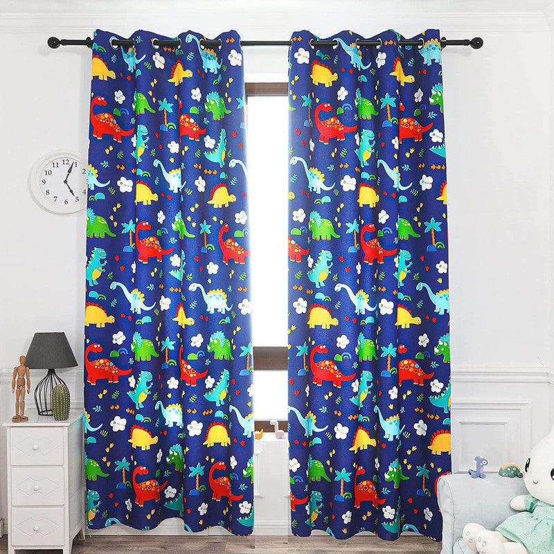 CORTINA OPACA COM ESTAMPA DE DESENHOS ANIMADOS-DINOSSAURO AZUL 140*260cm - BOD HOME