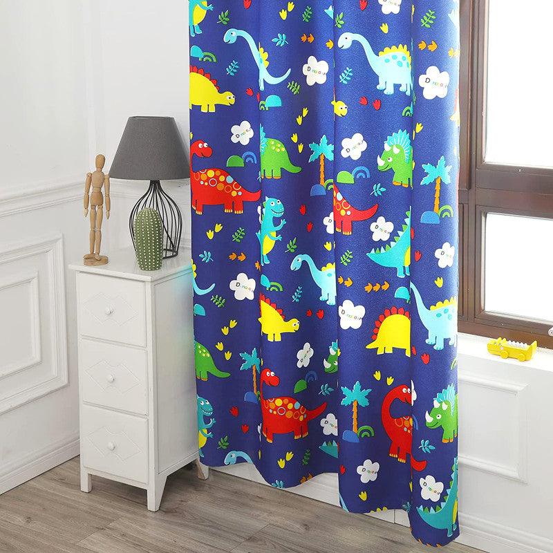 CORTINA OPACA COM ESTAMPA DE DESENHOS ANIMADOS-DINOSSAURO AZUL 140*260cm - BOD HOME