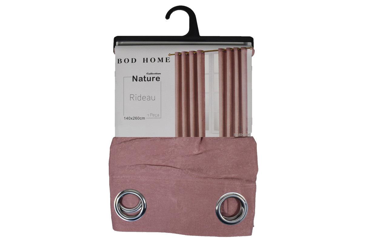 Cortina Opaca de Veludo Rosa 140*260cm - BOD HOME