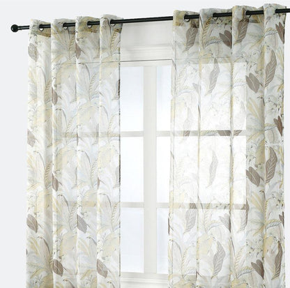 Cortina semi-duole com elegante estampa de folhas 140*260cm - BOD HOME