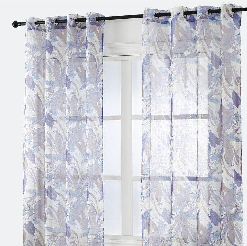 Cortina semi-duole com elegante estampa de folhas 140*260cm - BOD HOME