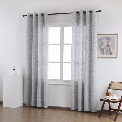 Cortina Tecido Encorpado com Estampa Tridimensional de Margaridas Selvagens Cinzo Claro 140*260cm - BOD HOME