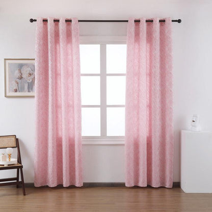 Cortina Tecido Encorpado com Estampa Tridimensional de Margaridas Selvagens Rosa 140*260cm - BOD HOME