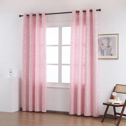Cortina Tecido Encorpado com Estampa Tridimensional de Margaridas Selvagens Rosa 140*260cm - BOD HOME