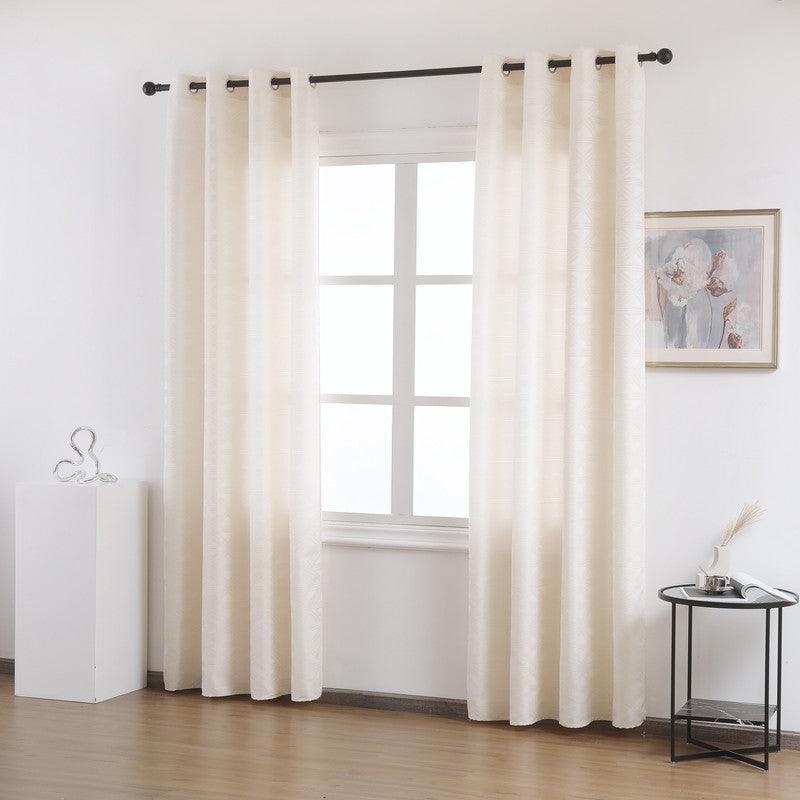 Cortina Tecido Encorpado com Padrão de Linhas Cruzadas Bege 140*260cm - BOD HOME