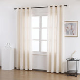 Cortina Tecido Encorpado com Padrão de Linhas Cruzadas Bege 140*260cm - BOD HOME