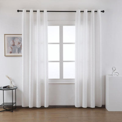 Cortina Tecido Encorpado com Padrão de Linhas Cruzadas Branco 140*260cm - BOD HOME