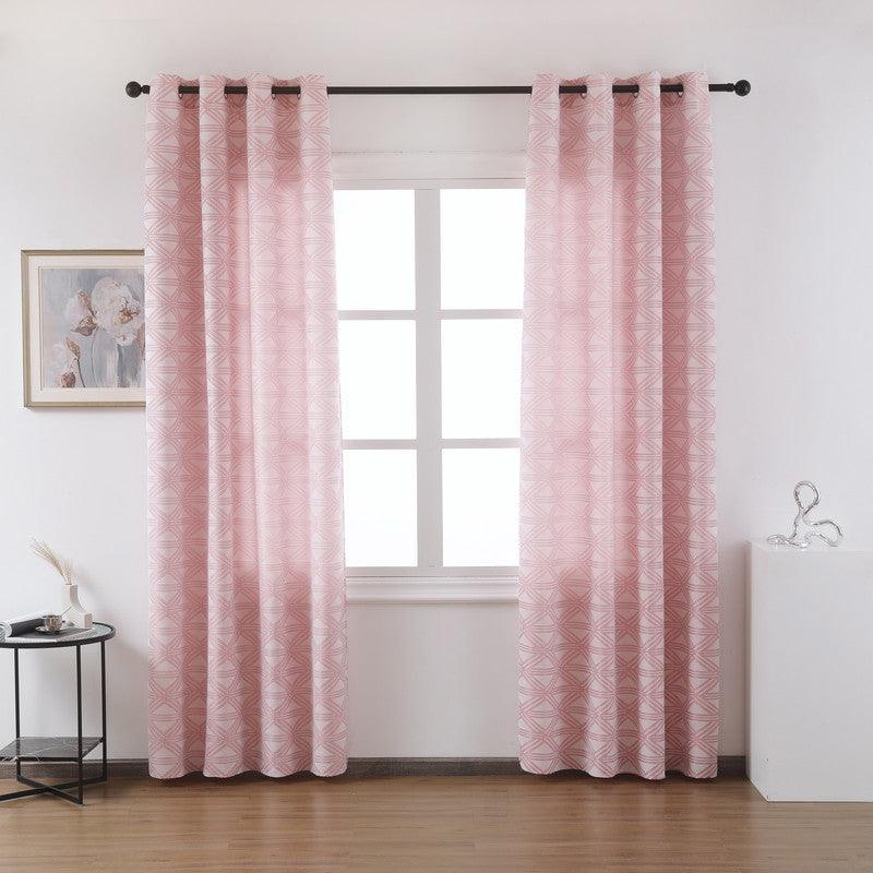 Cortina Tecido Encorpado com Padrão de Linhas Cruzadas Rosa 140*260cm - BOD HOME