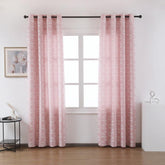 Cortina Tecido Encorpado com Padrão de Linhas Cruzadas Rosa 140*260cm - BOD HOME