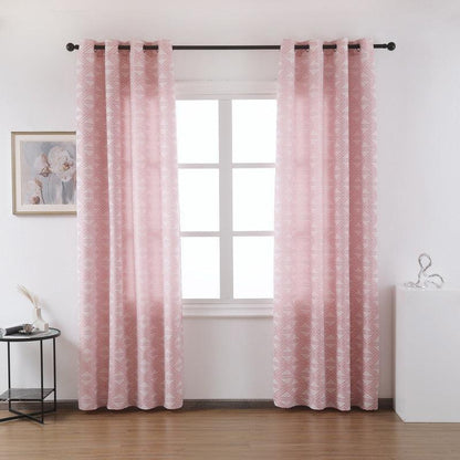Cortina Tecido Encorpado com Padrão de Linhas Cruzadas Rosa 140*260cm - BOD HOME