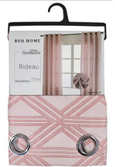Cortina Tecido Encorpado com Padrão de Linhas Cruzadas Rosa 140*260cm - BOD HOME
