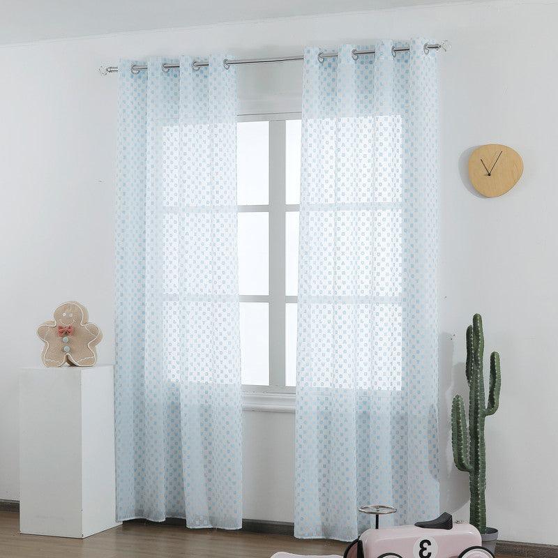 CORTINAS ALFANUMÉRICAS DE TULE AZUL CLARO 140*260cm - BOD HOME