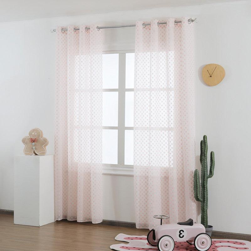 CORTINAS ALFANUMÉRICAS DE TULE COR-DE-ROSA 140*260cm - BOD HOME