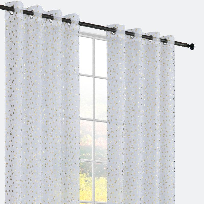 CORTINAS DOLLY COM ESTRELAS PRATEADAS BRANCO 140*260cm - BOD HOME