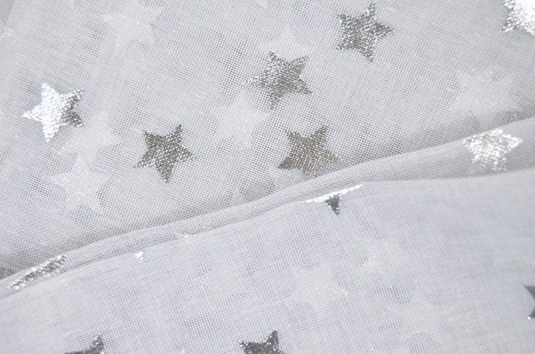 CORTINAS DOLLY COM ESTRELAS PRATEADAS CINZO ESCURO 140*260cm - BOD HOME