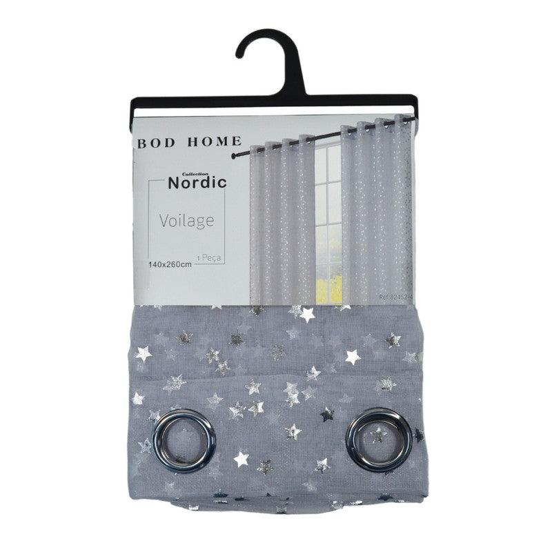 CORTINAS DOLLY COM ESTRELAS PRATEADAS CINZO ESCURO 140*260cm - BOD HOME