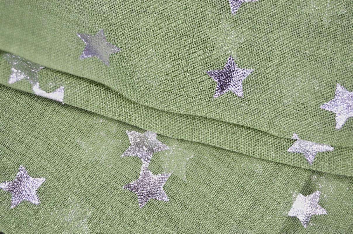 CORTINAS DOLLY COM ESTRELAS PRATEADAS VERDE 140*260cm - BOD HOME