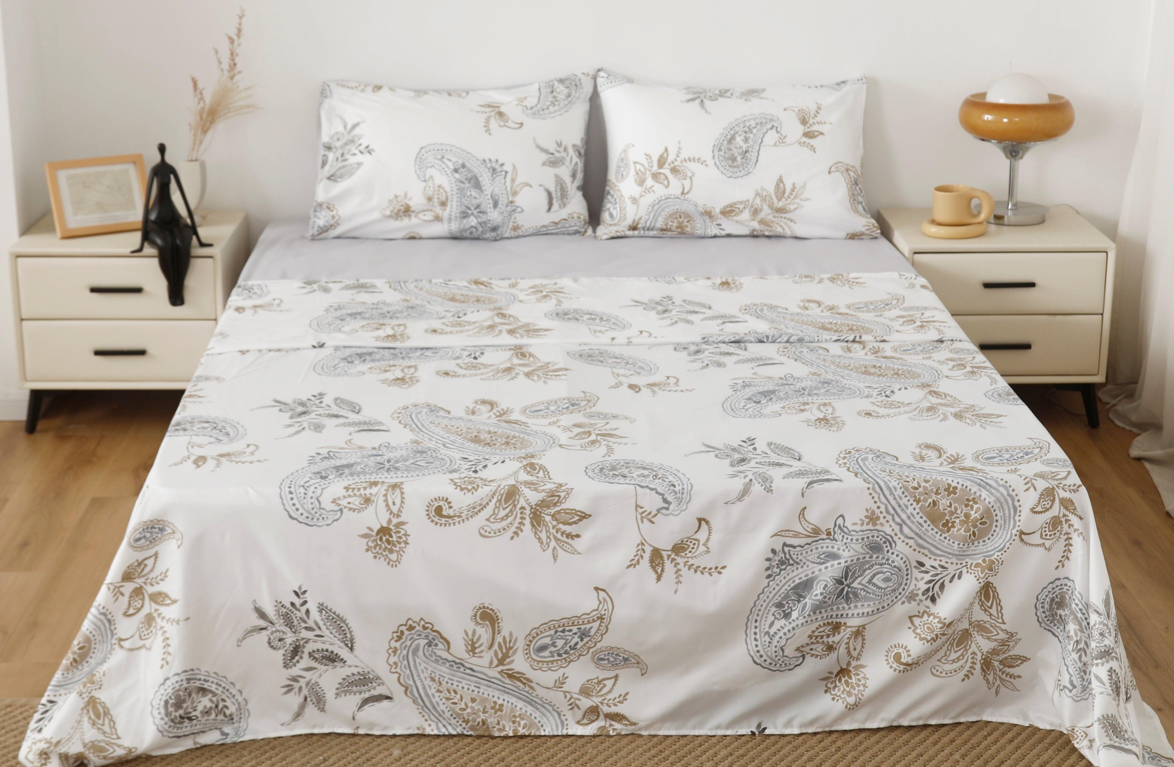 Jogo De Cama Estampado Folhas Douradas - BOD HOME