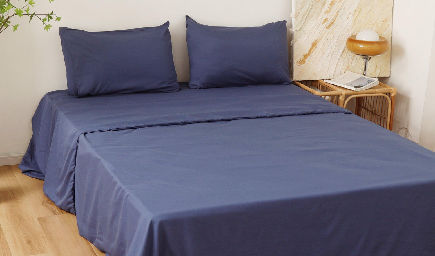 JOGO DE CAMA LISO AZUL ESCURO - BOD HOME