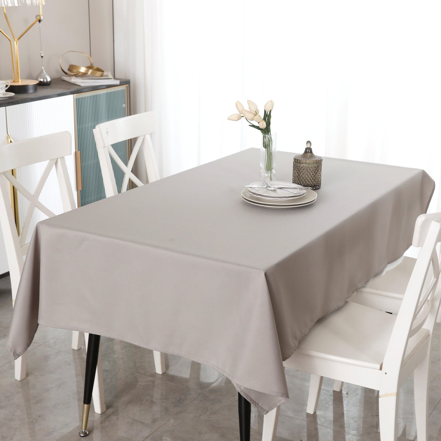 TOALHA DE MESA ANTI-NÓDOA QUADRADA CINZO ESCURO - BOD HOME