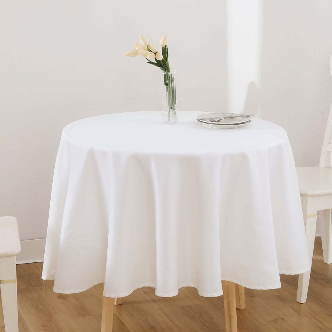 TOALHA DE MESA ANTI-NÓDOA REDONDA BRANCO - BOD HOME