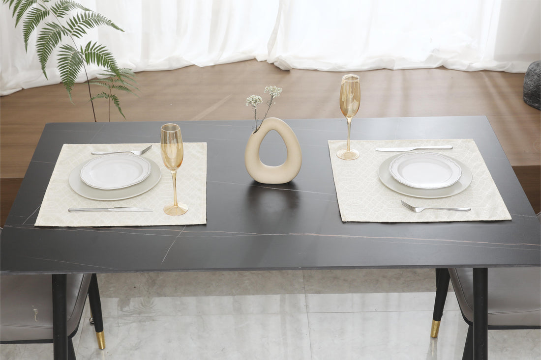 Toalha de mesa com linhas cruzadas bege - BOD HOME