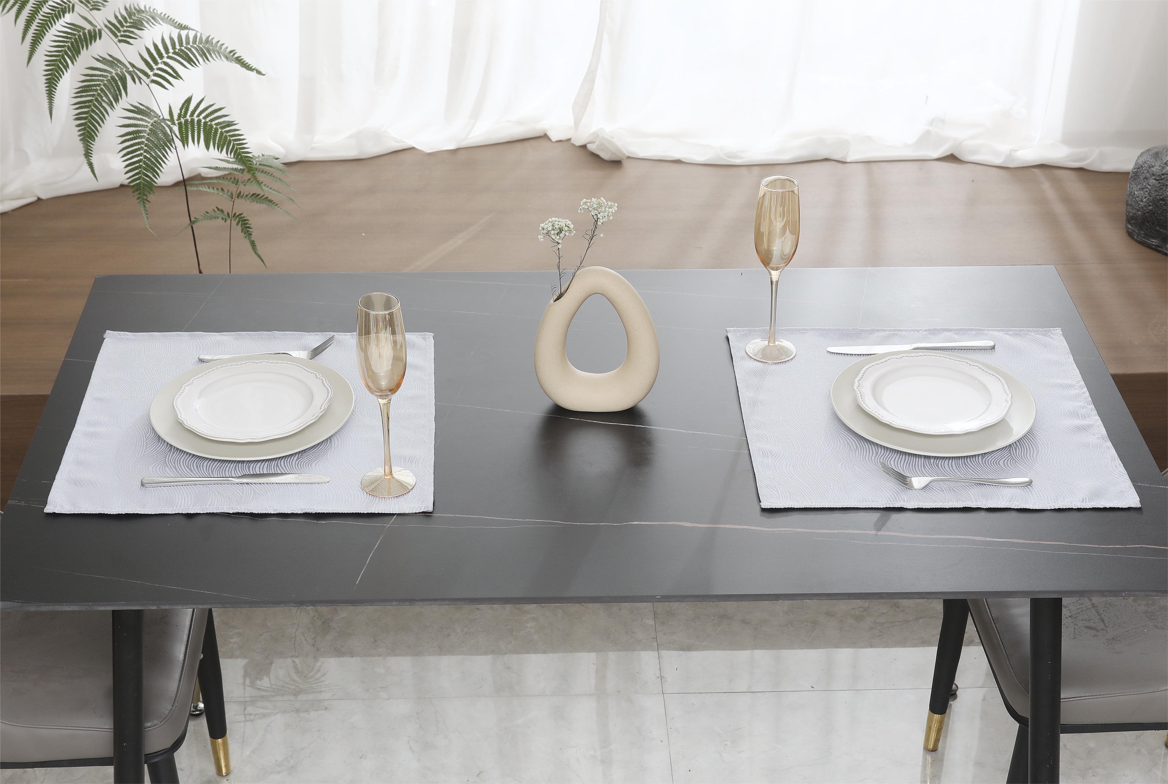 Toalha de mesa com padrão de onda branco cinza - BOD HOME