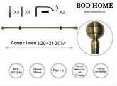 Varao De Cortina 120-210cm Esférica Dourada - BOD HOME